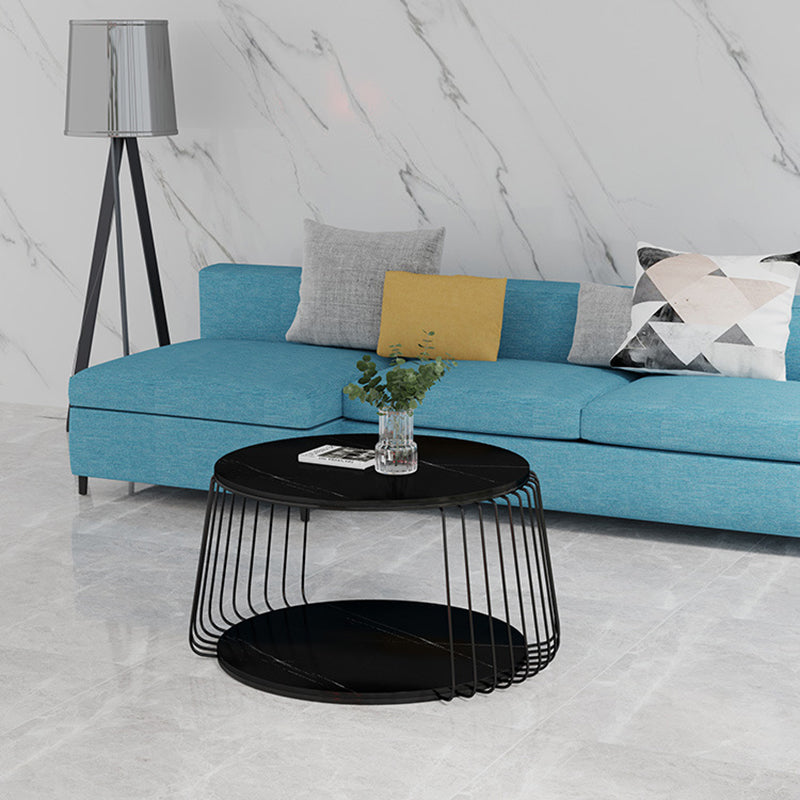 Glam Slate Geometric Coffee Table 17.7" H 1 Single Cocktail Table with Storage Clearhalo 'Coffee & Accent Tables' 'Coffee Tables' 'coffee_tables' 'furn' 'furn_coffee_tables' 'Furniture' 'Living Room Furniture' 6279047