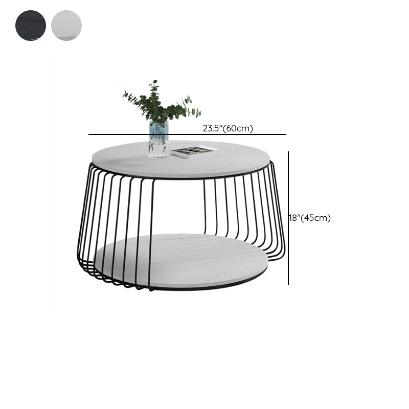 Glam Slate Geometric Coffee Table 17.7" H 1 Single Cocktail Table with Storage Clearhalo 'Coffee & Accent Tables' 'Coffee Tables' 'coffee_tables' 'furn' 'furn_coffee_tables' 'Furniture' 'Living Room Furniture' 6279050