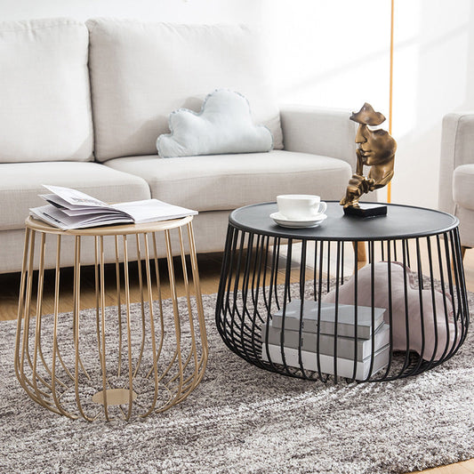 Metal Geometric Coffee Table Mid-Century Modern Frame Cocktail Table with Storage
