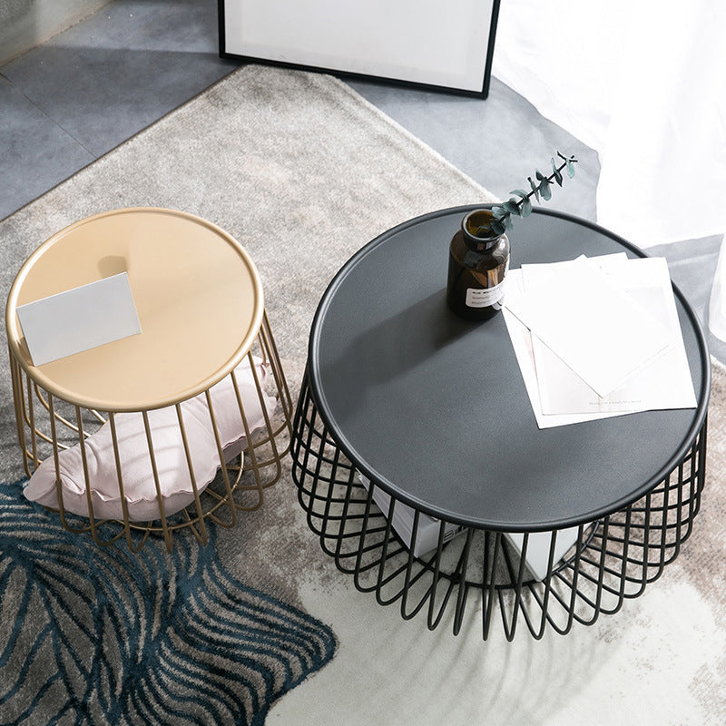 Metal Geometric Coffee Table Mid-Century Modern Frame Cocktail Table with Storage