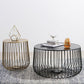 Metal Geometric Coffee Table Mid-Century Modern Frame Cocktail Table with Storage