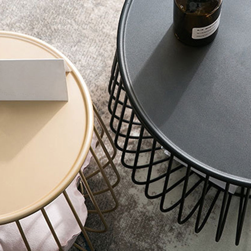 Metal Geometric Coffee Table Mid-Century Modern Frame Cocktail Table with Storage