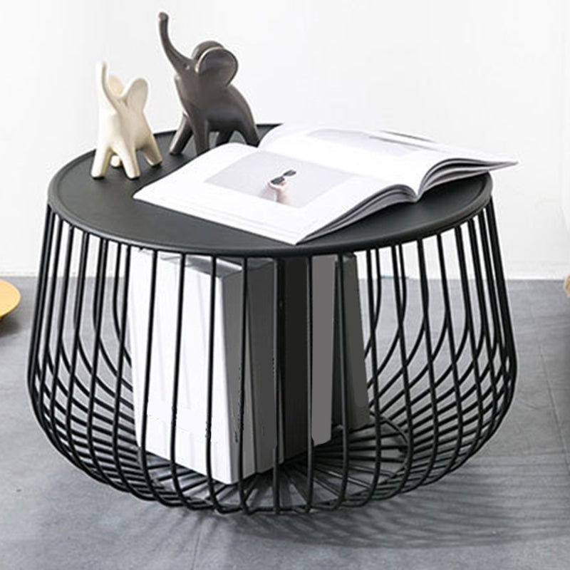 Metal Geometric Coffee Table Mid-Century Modern Frame Cocktail Table with Storage