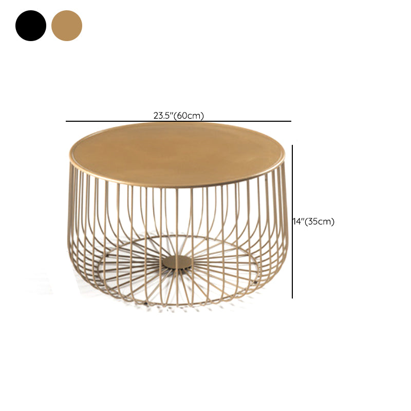 Metal Geometric Coffee Table Mid-Century Modern Frame Cocktail Table with Storage