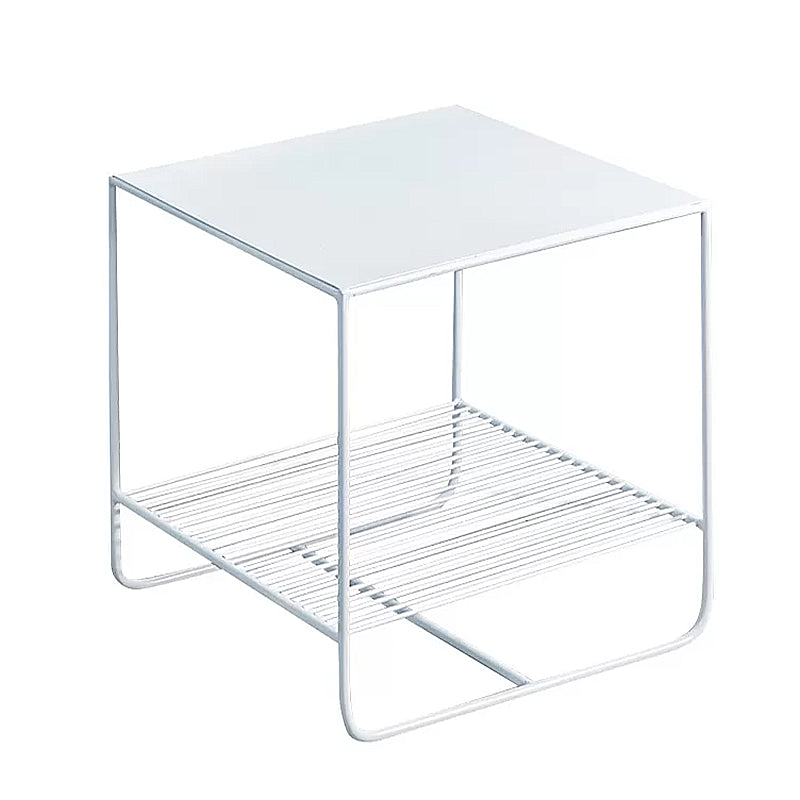 Mesa de centro cuadrada con 2 nidos y estante, juego de mesa de centro con estructura de hierro de mediados de siglo