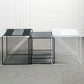 Mesa de centro cuadrada con 2 nidos y estante, juego de mesa de centro con estructura de hierro de mediados de siglo