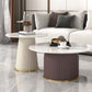 Pedestal 2 Piece Bunching Coffee Tables Glam Slate Top Cocktail Table Set
