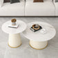 Pedestal 2 Piece Bunching Coffee Tables Glam Slate Top Cocktail Table Set