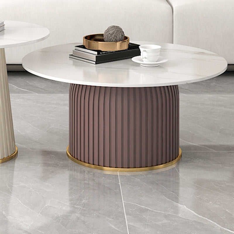 Pedestal 2 Piece Bunching Coffee Tables Glam Slate Top Cocktail Table Set