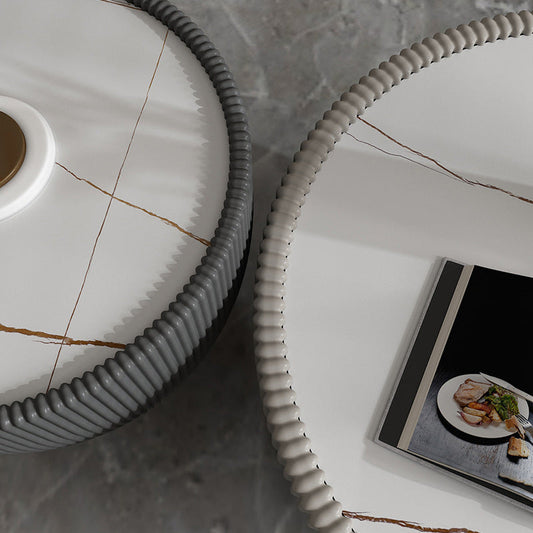 Lussuoso tavolo da cocktail di caffè piedistallo ardesia in bianco e grigio