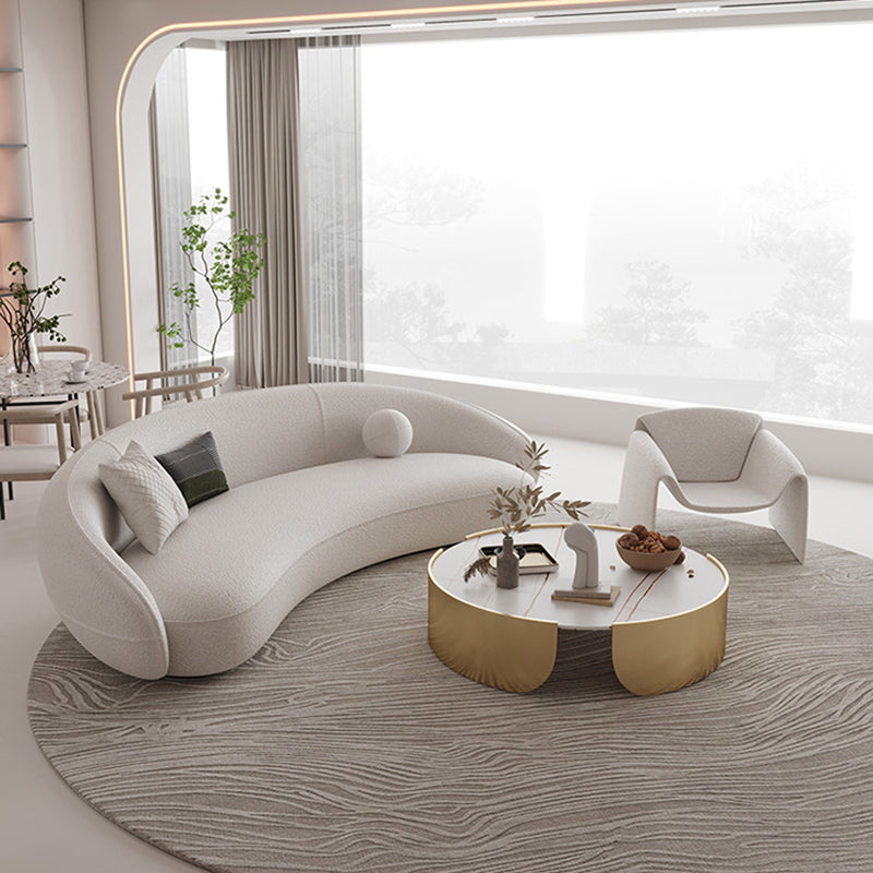 Dia 35.4" Round Cocktail Table Glam Slate Top 1 Single Coffee Table Clearhalo 'Coffee & Accent Tables' 'Coffee Tables' 'coffee_tables' 'furn' 'furn_coffee_tables' 'Furniture' 'Living Room Furniture' 6279237