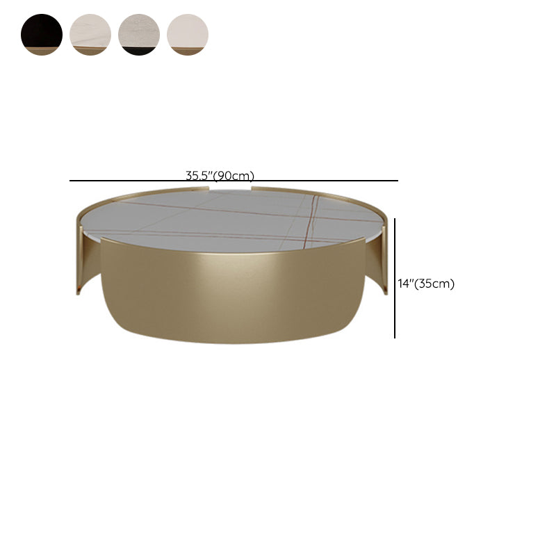 Dia 35.4" Round Cocktail Table Glam Slate Top 1 Single Coffee Table Clearhalo 'Coffee & Accent Tables' 'Coffee Tables' 'coffee_tables' 'furn' 'furn_coffee_tables' 'Furniture' 'Living Room Furniture' 6279241