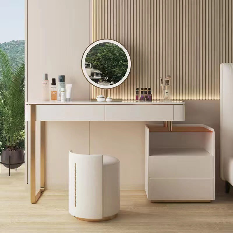 Glam weißes Make-up Eitelkeit mit 4 Lagerschubladen Holz Waschtisch, 15,74 "breit