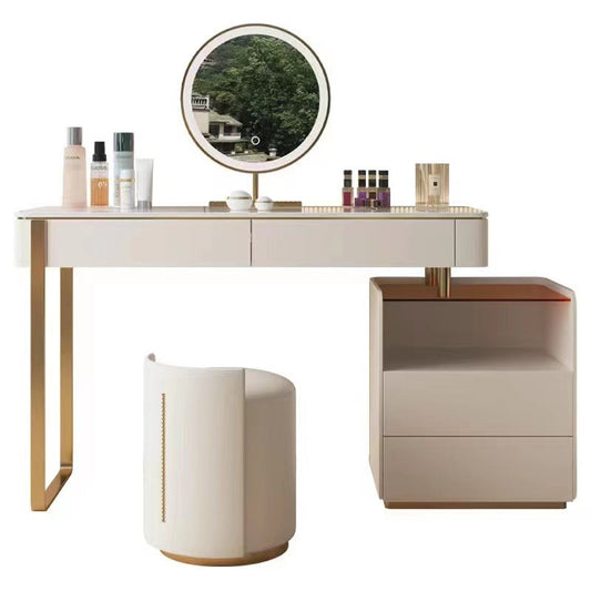 Glam White Make-Up Vanity con 4 cassetti di stoccaggio set di vanità in legno, largo 15,74 "