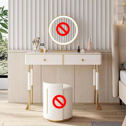 Glam make-up ijdelheid met 2 opbergladen witte hout ijdelheid set, 15,74 "breed