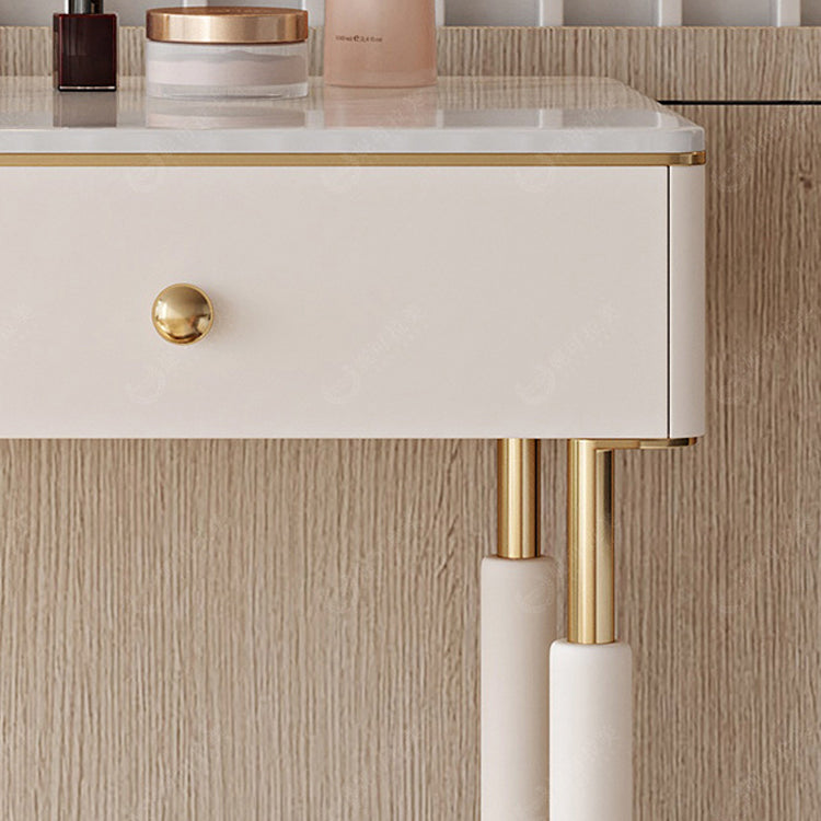 Glam Make-up Vanity with 2 Storage Drawers White Wood Vanity Set, 15.74" Wide