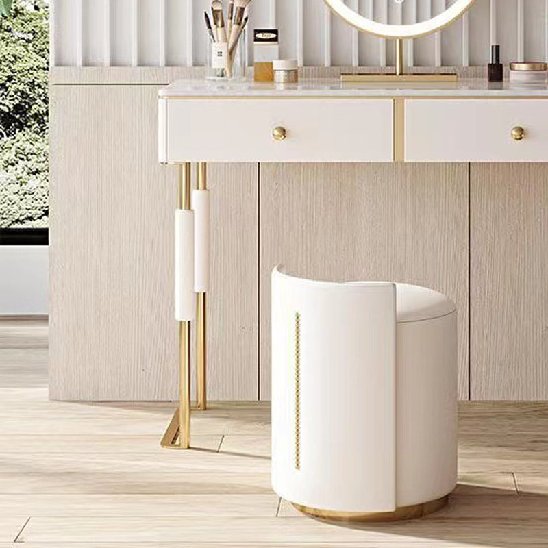 Vanité de maquillage glamour avec 2 tiroirs de rangement ensemble de vanité en bois blanc, 15,74 "de large