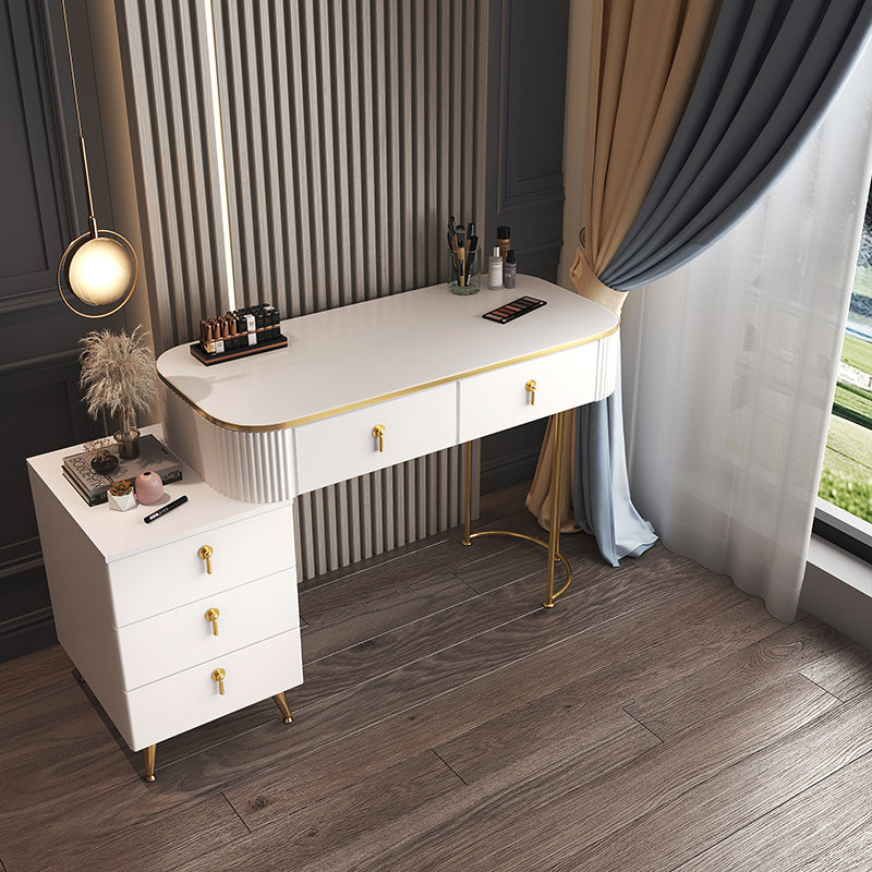 Glam houten frame make -up ijdelheid lade ijdelheid in wit voor slaapkamer