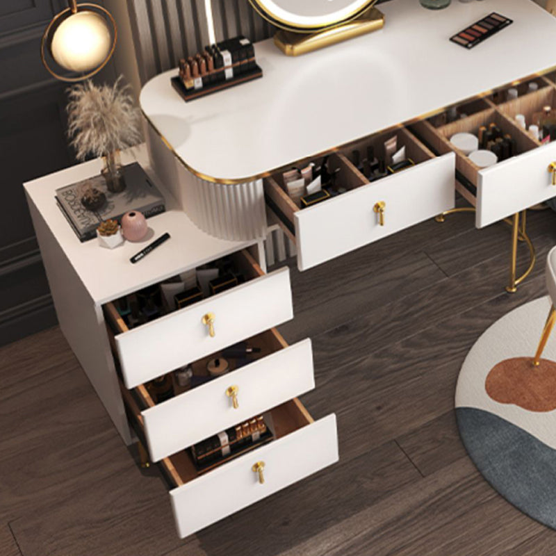 Glam houten frame make -up ijdelheid lade ijdelheid in wit voor slaapkamer