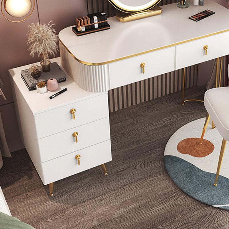 Glam houten frame make -up ijdelheid lade ijdelheid in wit voor slaapkamer