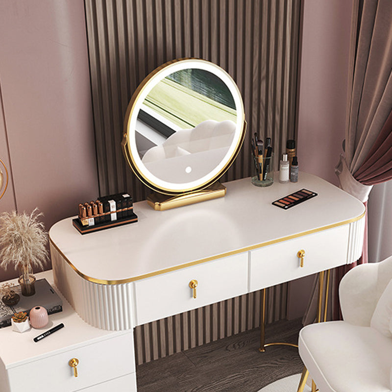 Glam houten frame make -up ijdelheid lade ijdelheid in wit voor slaapkamer