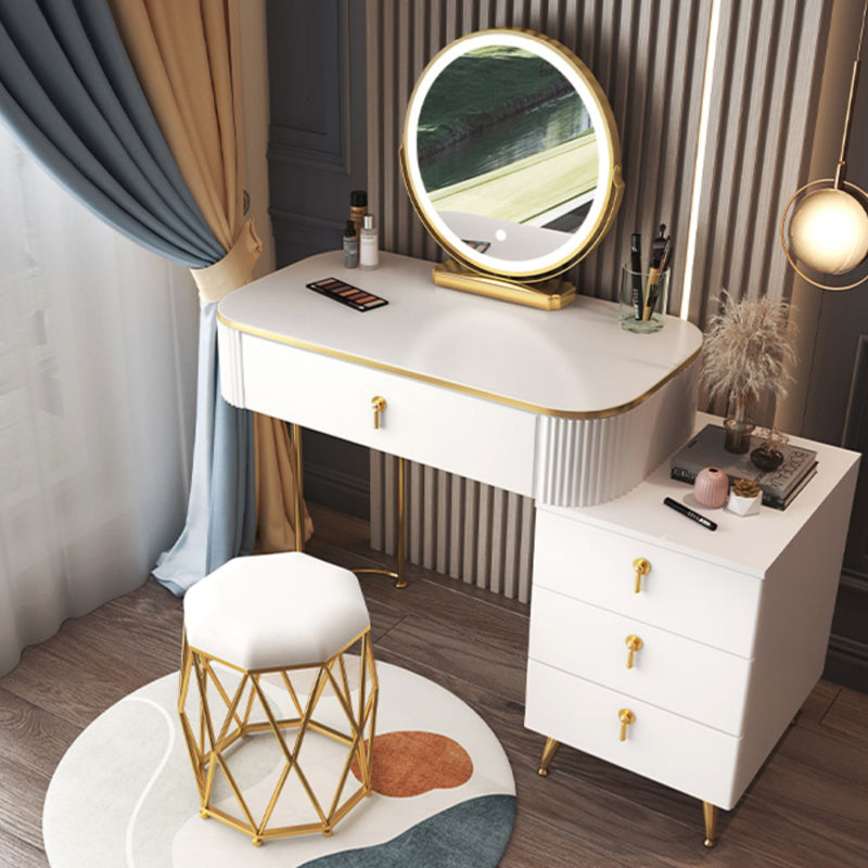 Glam houten frame make -up ijdelheid lade ijdelheid in wit voor slaapkamer