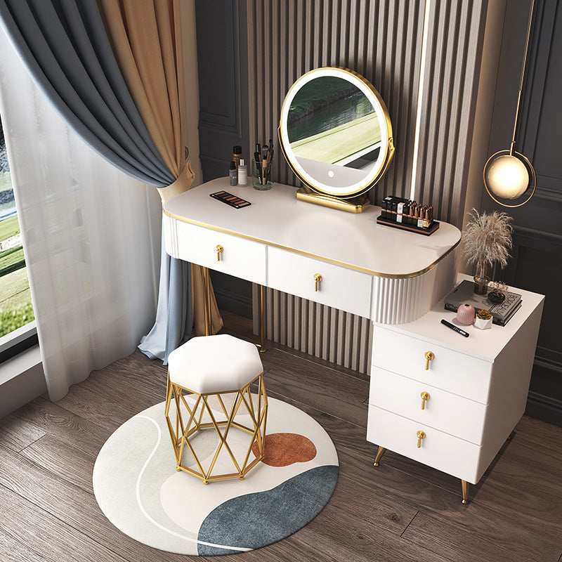 Glam houten frame make -up ijdelheid lade ijdelheid in wit voor slaapkamer