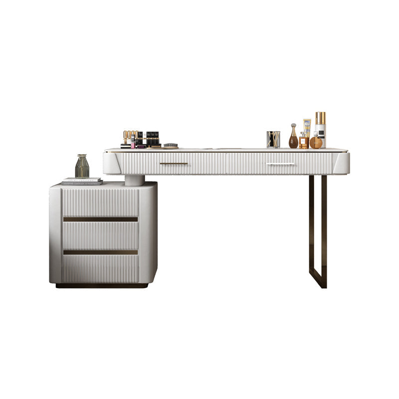 17.71" Wide Modern Make-up Vanity with 5 Storage Drawers Bright White Wood Vanity Set