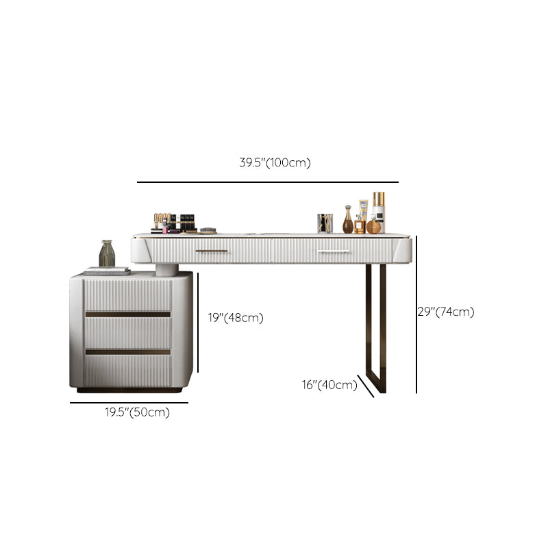 17.71" Wide Modern Make-up Vanity with 5 Storage Drawers Bright White Wood Vanity Set