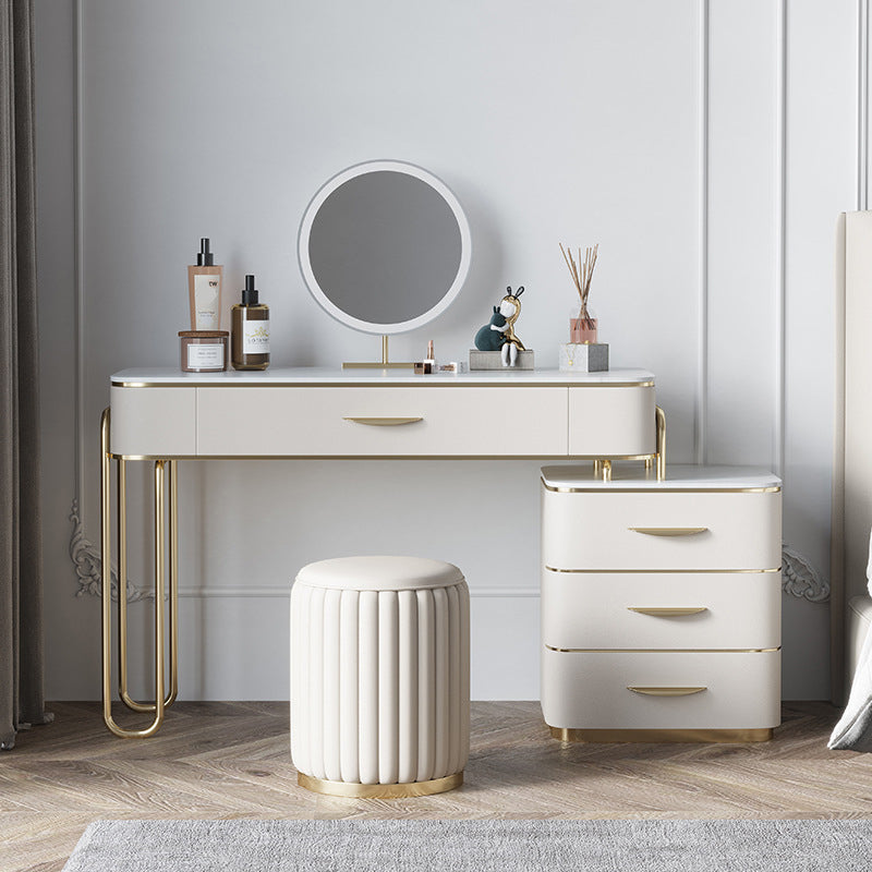 17,71 "Vanity di vanità per trucco largo set di vanità in legno bianco con 4 cassetti