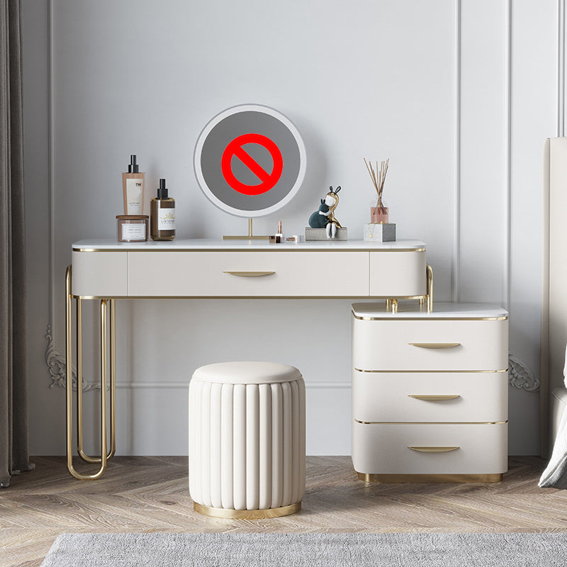 17,71 "Vanity di vanità per trucco largo set di vanità in legno bianco con 4 cassetti