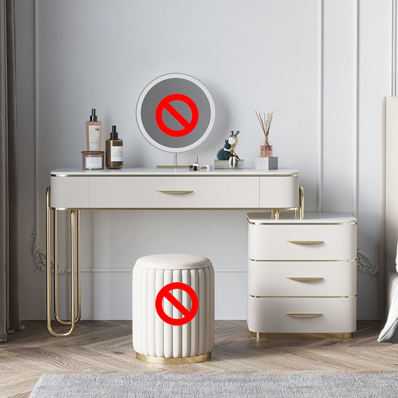 17,71 "Vanity di vanità per trucco largo set di vanità in legno bianco con 4 cassetti