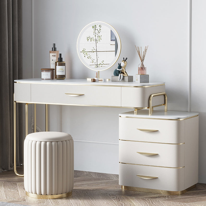 17,71 "Vanity di vanità per trucco largo set di vanità in legno bianco con 4 cassetti