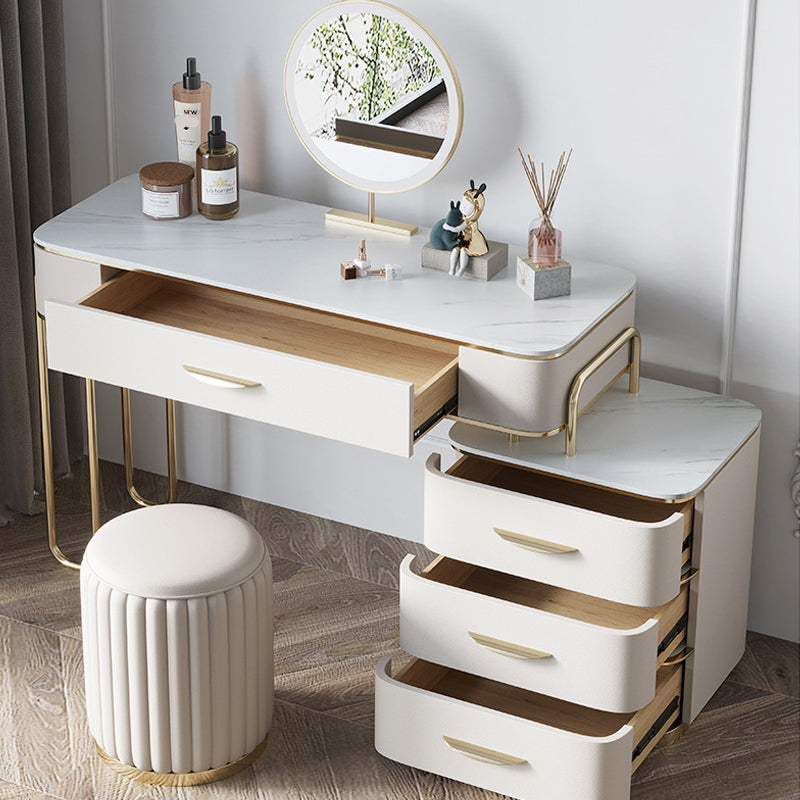 17,71 "Vanity di vanità per trucco largo set di vanità in legno bianco con 4 cassetti