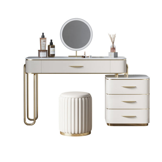 17.71" Wide Make-up Vanity Bright White Wood Vanity Set with 4 Storage Drawers