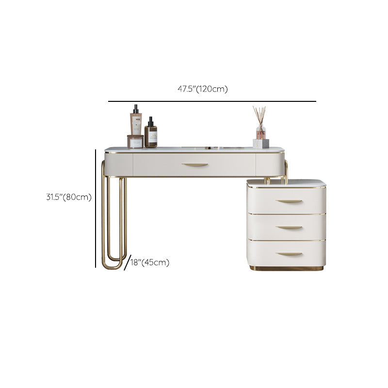 17,71 "Vanity di vanità per trucco largo set di vanità in legno bianco con 4 cassetti