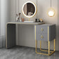 Glam Faux Leather and Wood 2-ladel make-up ijdelheid bureau voor slaapkamer