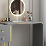 Glam Faux Leather and Wood 2-ladel make-up ijdelheid bureau voor slaapkamer