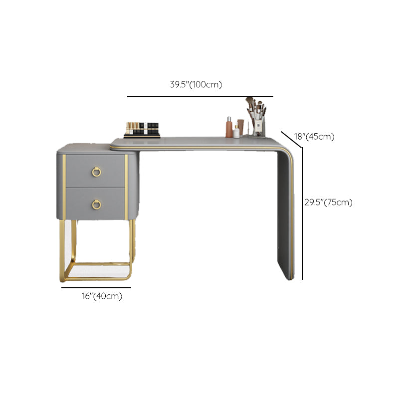 Glam Faux Leather and Wood 2-ladel make-up ijdelheid bureau voor slaapkamer