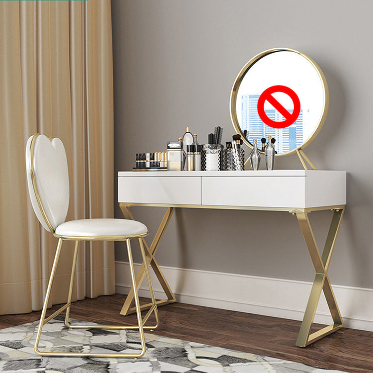 Tocador de maquillaje blanco brillante 15.74 "Juego de tocador de madera ancho con cajones de almacenamiento