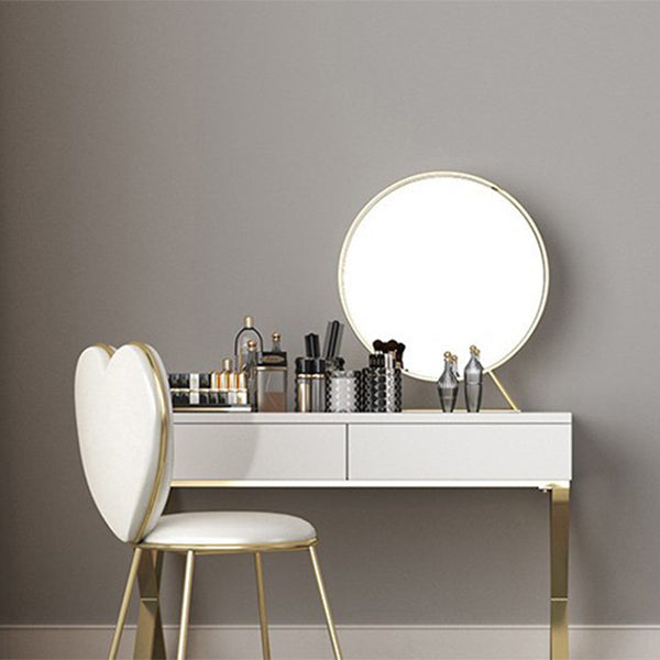 Tocador de maquillaje blanco brillante 15.74 "Juego de tocador de madera ancho con cajones de almacenamiento