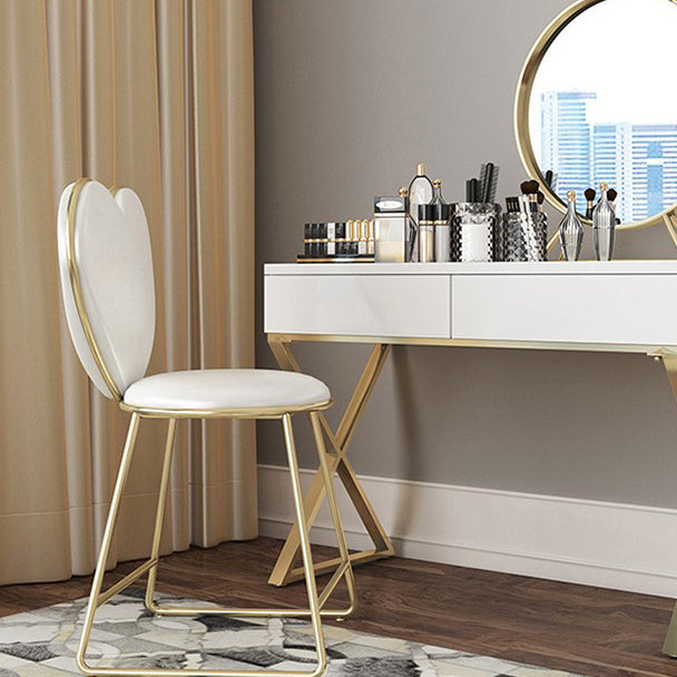 Tocador de maquillaje blanco brillante 15.74 "Juego de tocador de madera ancho con cajones de almacenamiento