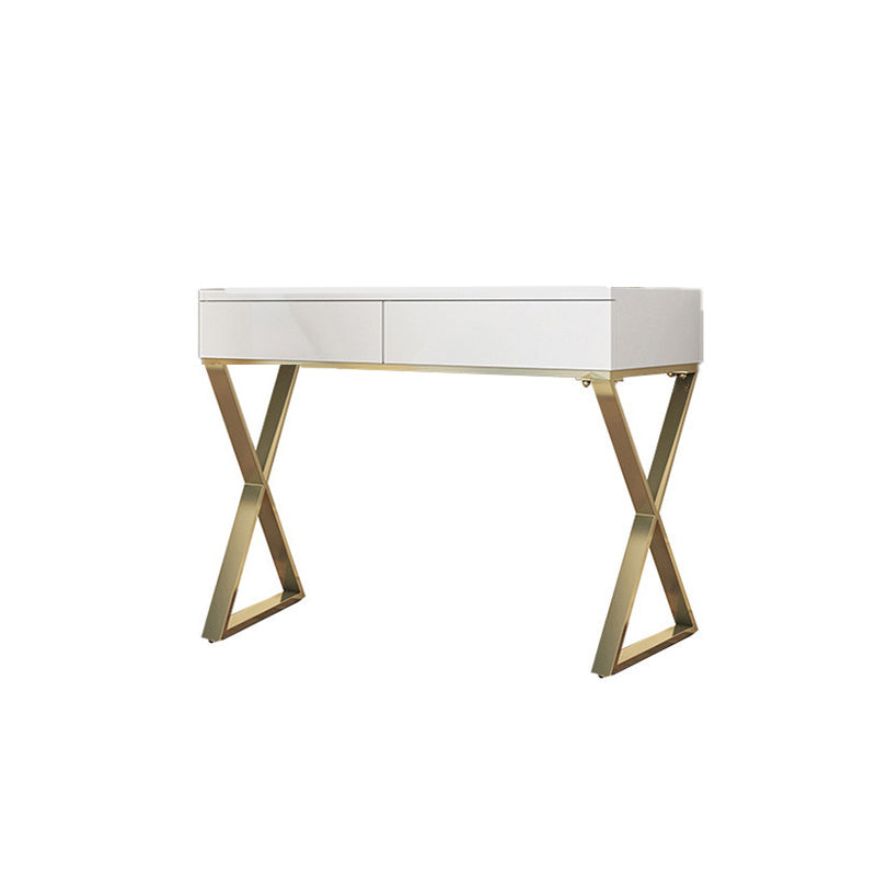 Tocador de maquillaje blanco brillante 15.74 "Juego de tocador de madera ancho con cajones de almacenamiento