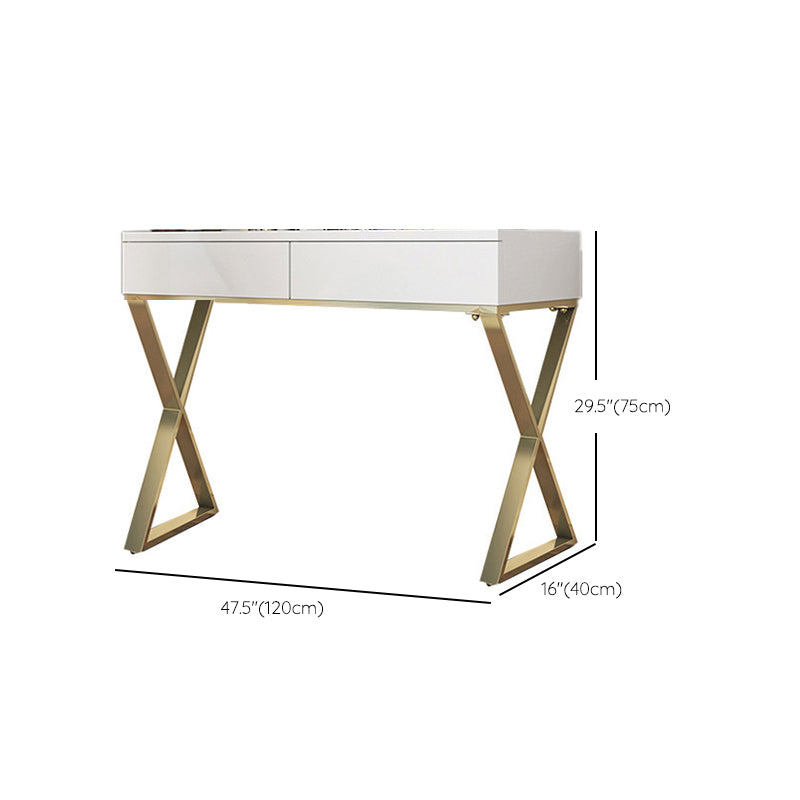 Tocador de maquillaje blanco brillante 15.74 "Juego de tocador de madera ancho con cajones de almacenamiento