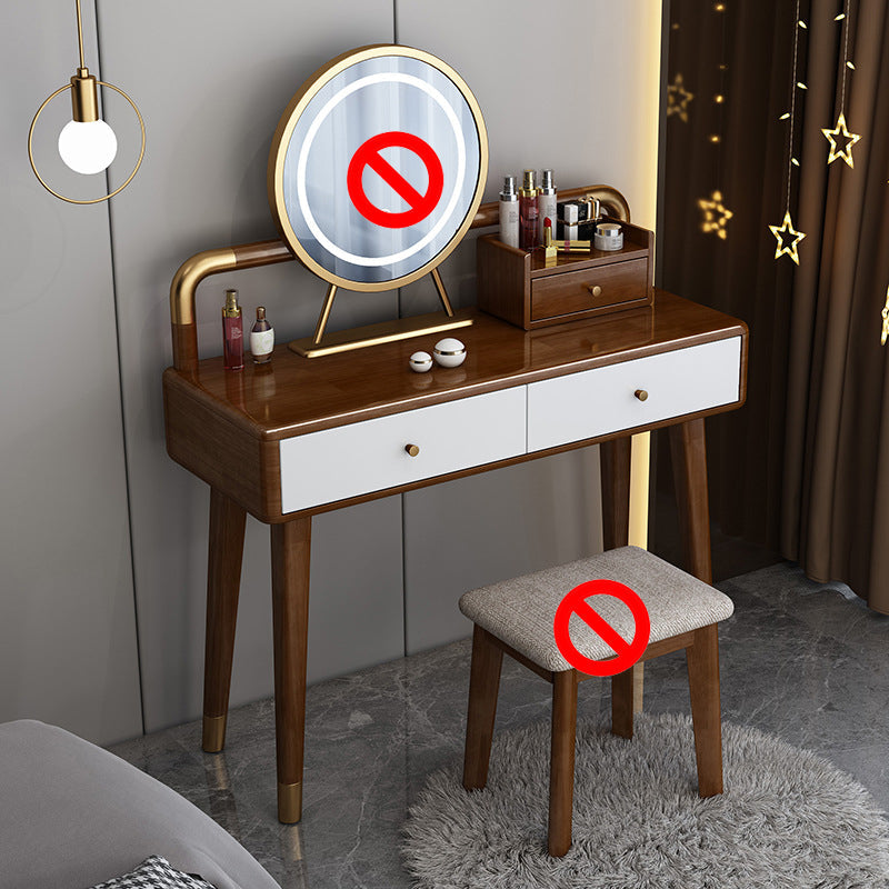 Scandinavian Rubber Wood Vanity Table with Drawers Dressing Table