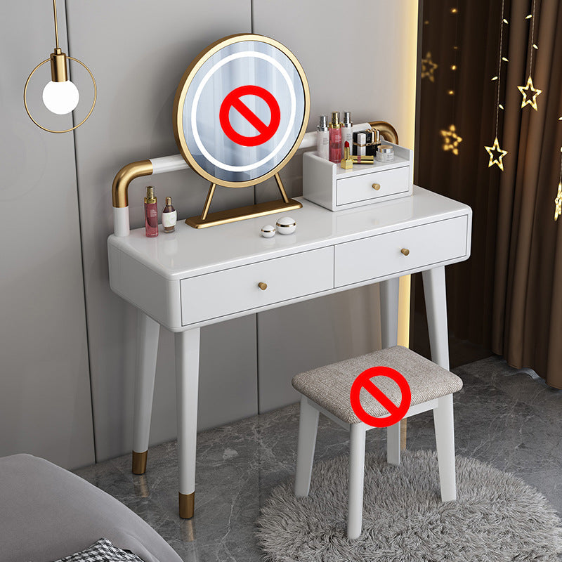 Table de vanité en bois en caoutchouc scandinave avec tiroirs