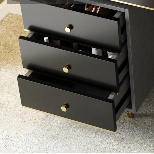 Vanity di trucco nero 15,74 "set di vanità in legno largo con cassetti di stoccaggio
