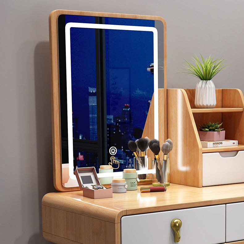 Scandinavian Make-up Vanity with 3 Storage Drawers 15.74" Wide Solid Wood Dresser Clearhalo 'Bedroom Furniture' 'furn' 'furn_makeup_vanities' 'Furniture' 'Makeup Vanities' 'makeup_vanities' 6279451