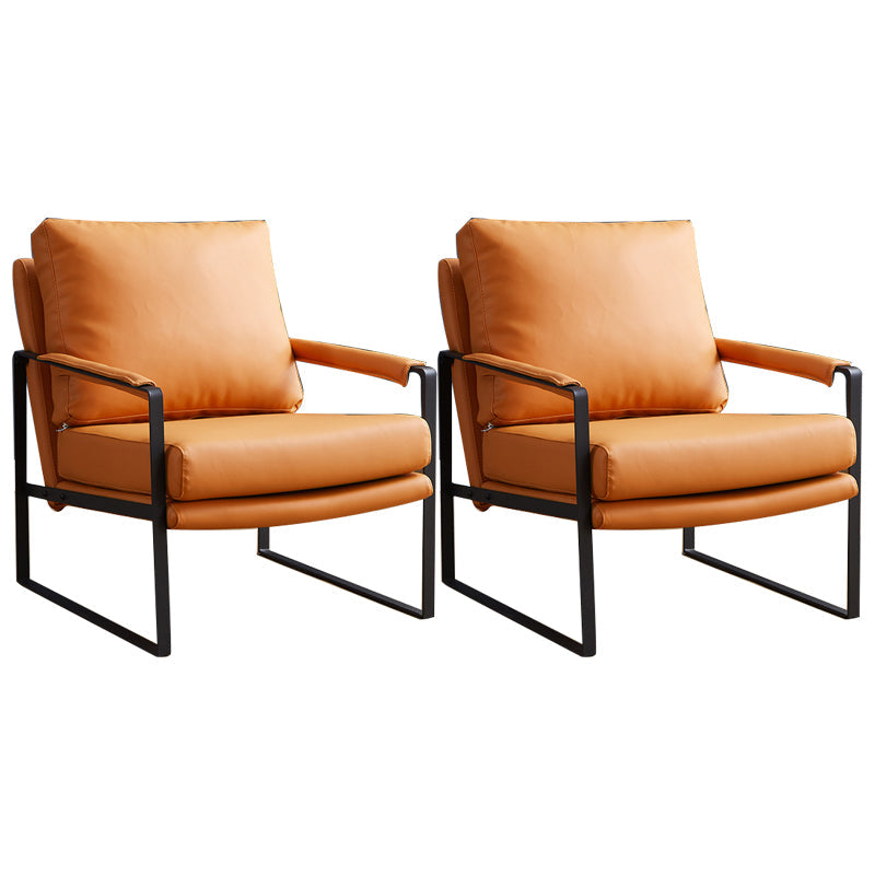 Industrial Arms Included Chair 28.34" Wide Pillow Back Square Arm Chair Faux Leather 2 Piece Set Clearhalo 'Accent Chairs' 'accent_chairs' 'Chairs & Seating' 'furn' 'furn_accent_chairs' 'Furniture' 'Living Room Furniture' 6279507