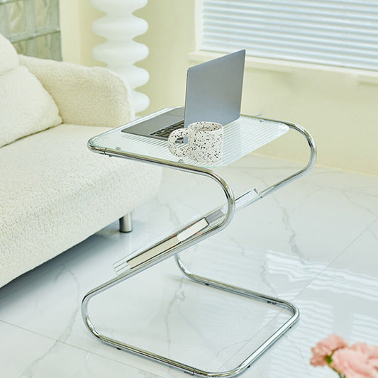 Mesa de vidrio de vidrio Top de la mesa de base abstracta de metal con soporte de revista